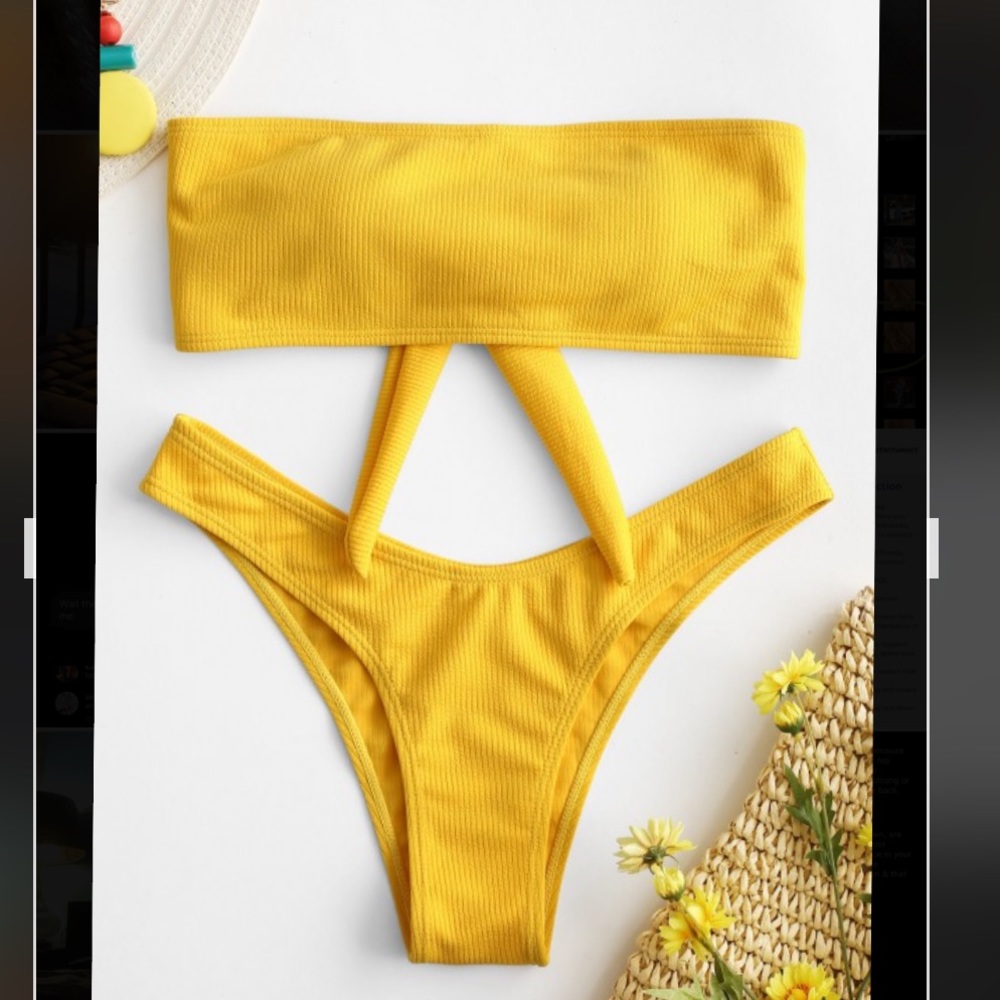 New with tags! Yellow zaful ribbed bandeau set